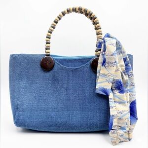 Like NEW! Summer Straw Handbag with Scarf Accessories